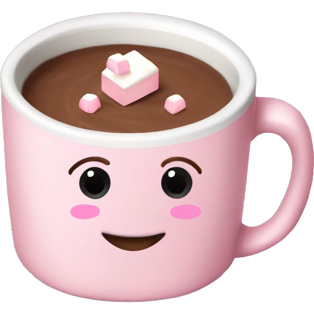 Light Pink mug of hot chocolate with marshmallows  emoji