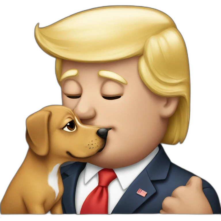 trump kissing a dog emoji