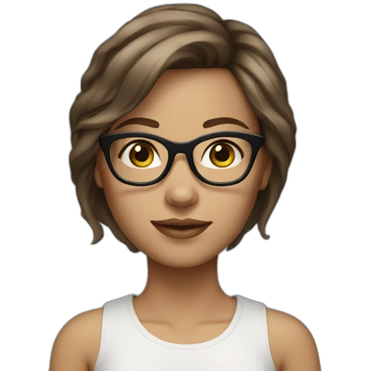 girl brown hair, blue eyes, eye-glasses,light skin emoji