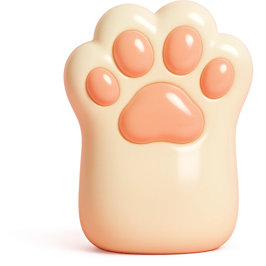 fluffy cat paw, vinyl figure style, shiny and collectible, toy-like emoji