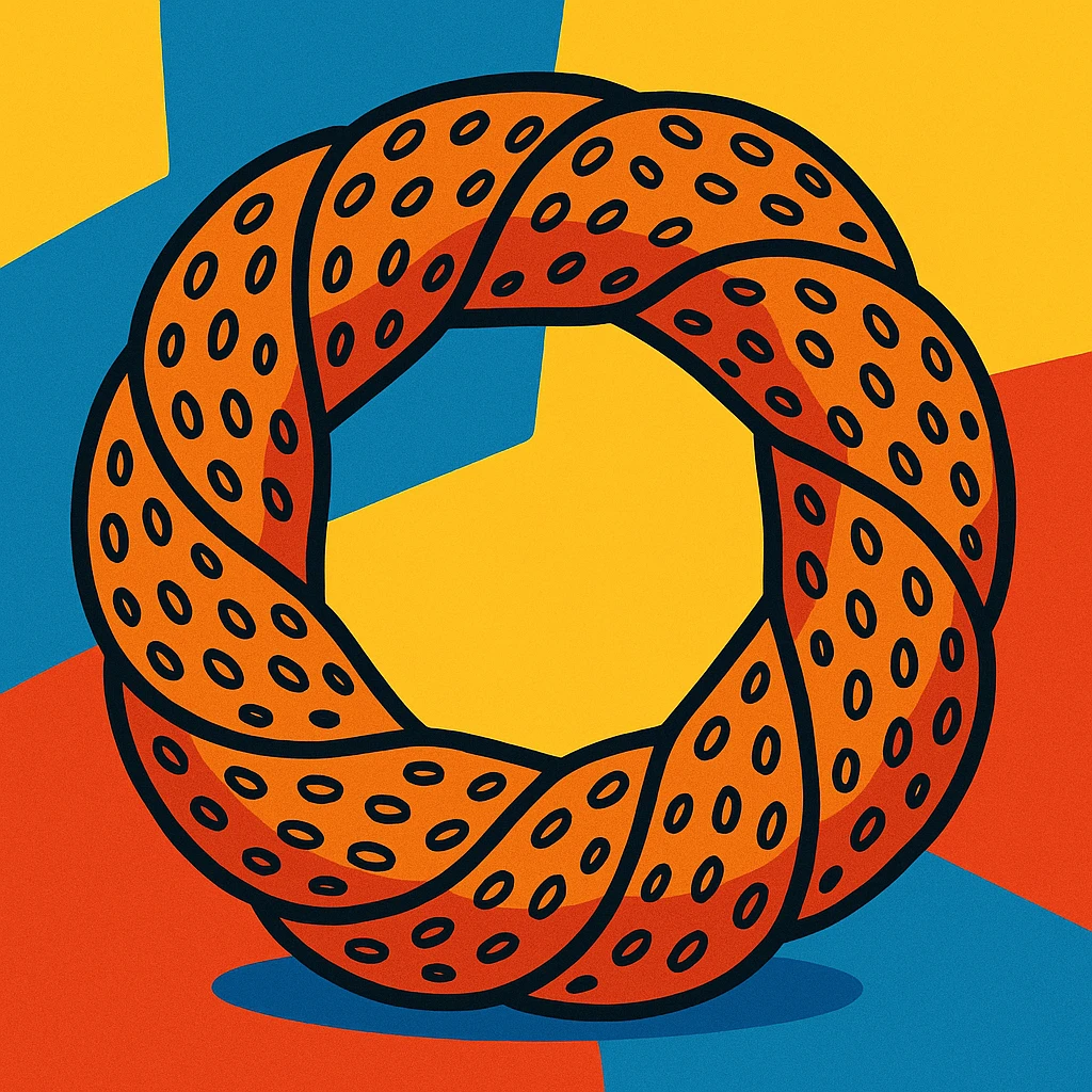 a simit, the Turkish sesame bread ring, vibrant toon style emoji