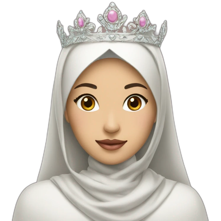 The most beautiful Asian princess witho a crown with the inscription Ayana, wearing hijab emoji