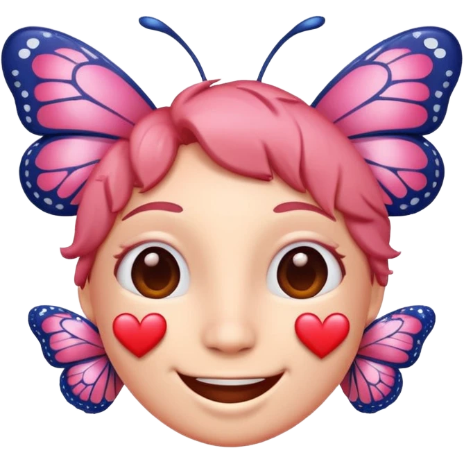 smiling face emoji with hearts and butterflies surrounding it emoji