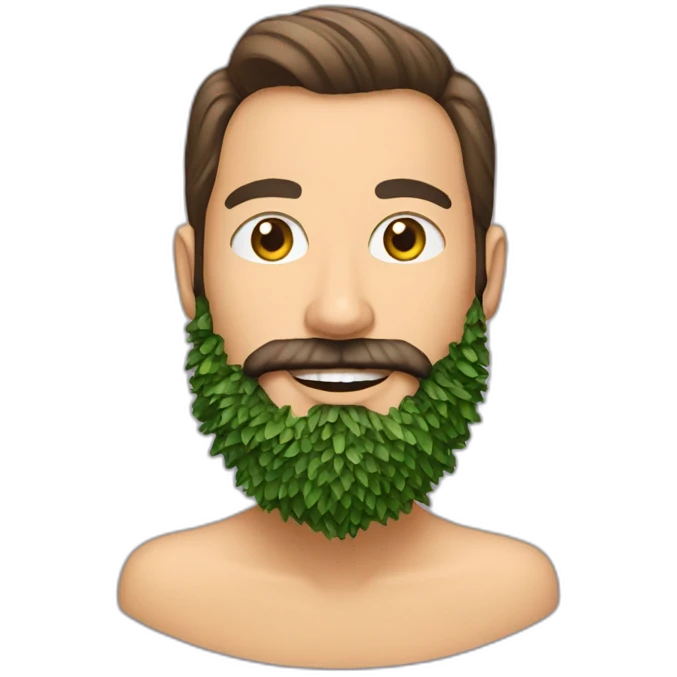 The beard is made from a Christmas tree emoji