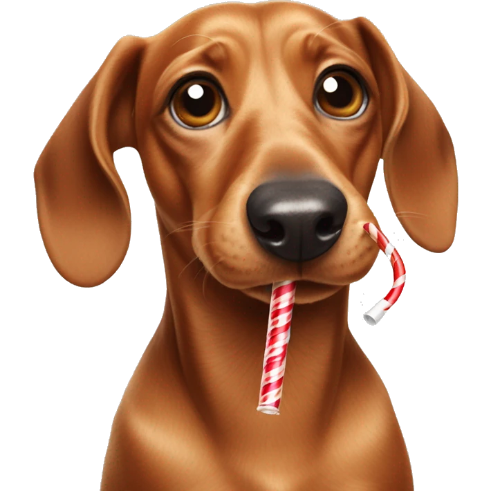 Dachshund looking crazy but cute with drinking straw   emoji