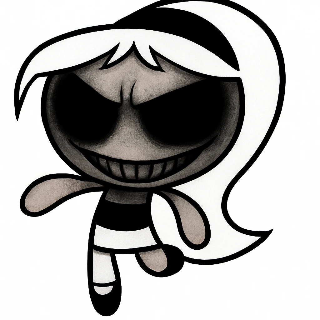 Make the eyes much darker and more menacing, and exaggerate the sinister grin for a truly scary, unsettling look. Add subtle shadowing around the eyes and mouth for extra intensity. Keep the picture quality and style exactly the same. No other changes. emoji