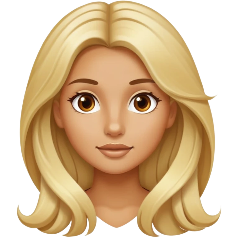 Girl With long blonde hair, tanned skin and really pretty emoji