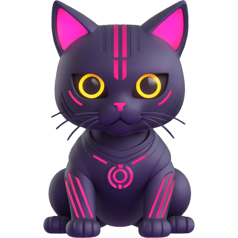 cybercat with metallic body and LED eyes emoji