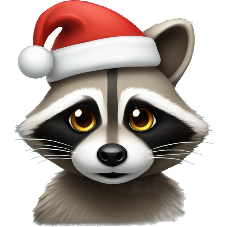 Raccoon wearing a santa hat emoji