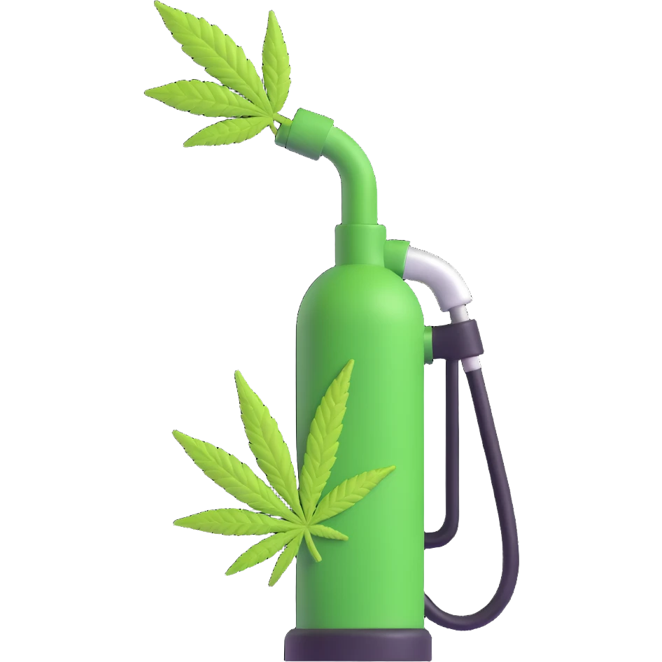 gas pump handle with cannabis leaf emoji