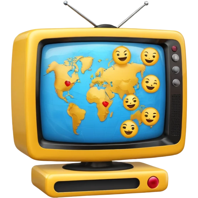 Tv with an globe with emojis emoji