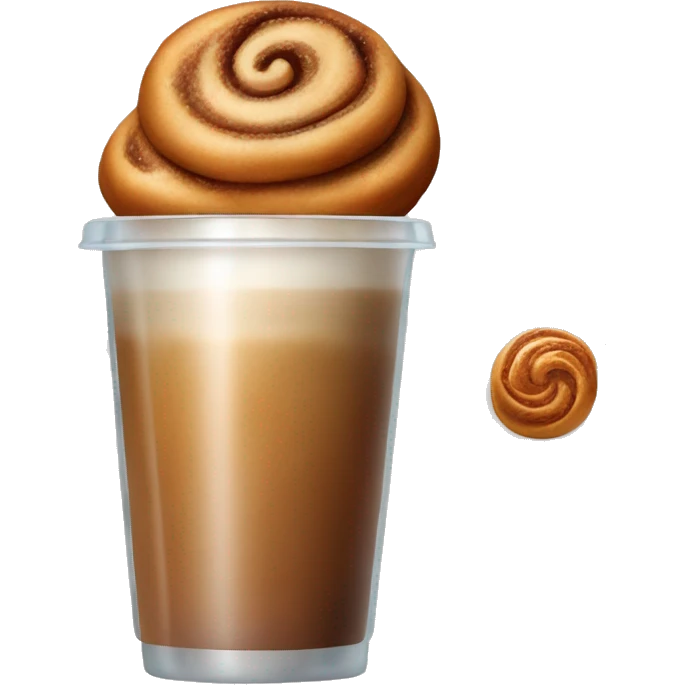 Cinnamon and cappuccino bun in a disposable glass emoji