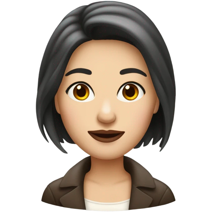 Eine frau mit dunkel braunen haaren, heller haut und rotem Lippenstift  emoji