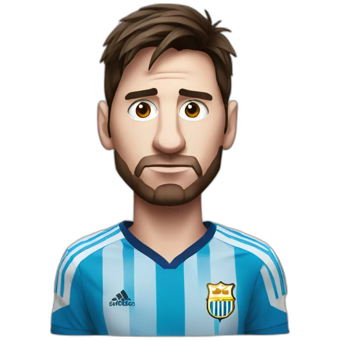 Messi looks disappointed He holds the world cup emoji