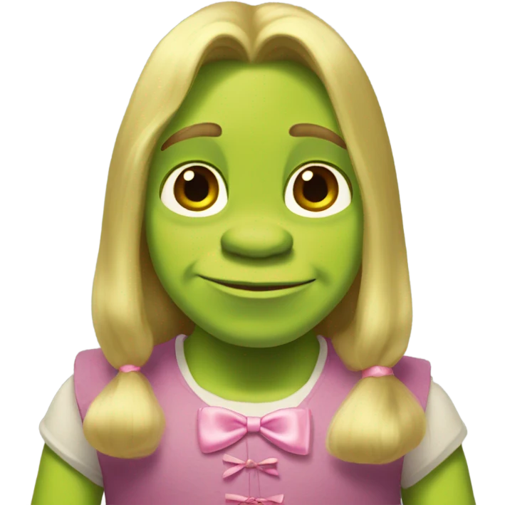 shrek with pink bow in his long blonde hair  emoji