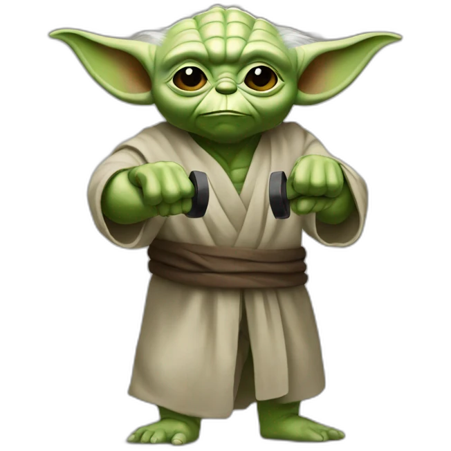 Yoda lifiting weights emoji