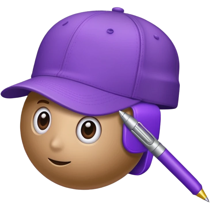 A plastic brown ball cap and the long rectangle purple. (With a pen) And looks like a BFDI style emoji