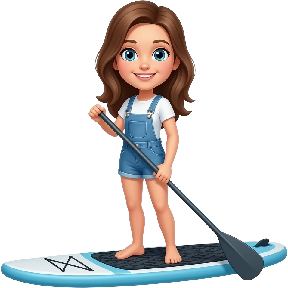 white girl with brown hair on paddle board emoji