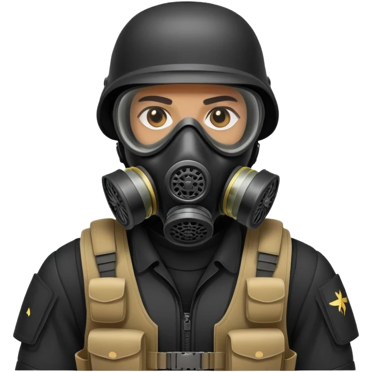 soldier in black bulletproof vest and gas mask emoji