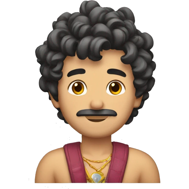 Chico moreno con diadema y rizos emoji