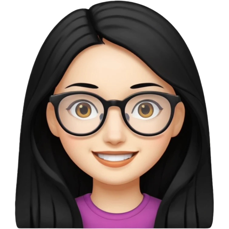 Girl long  hair black coloured hair glasses emoji