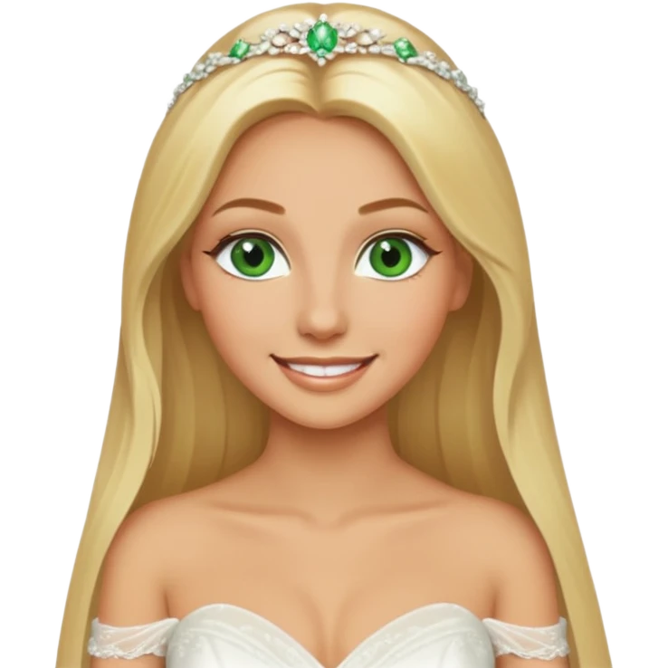 Fille cheuveux blond longt yeux vert  maquiller robe de mariage Métisse chronique emoji