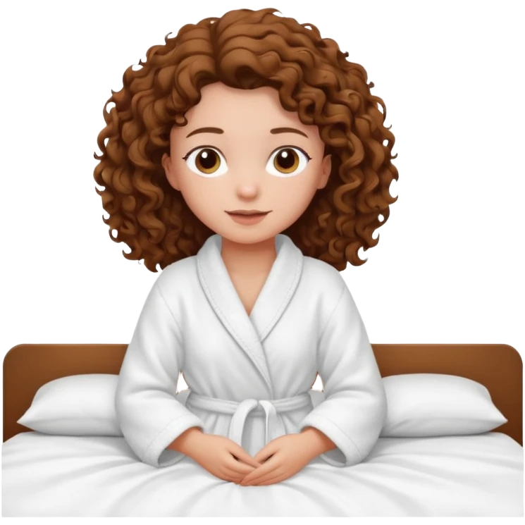 девушка в халате с кудрявыми волосами на кровати  emoji