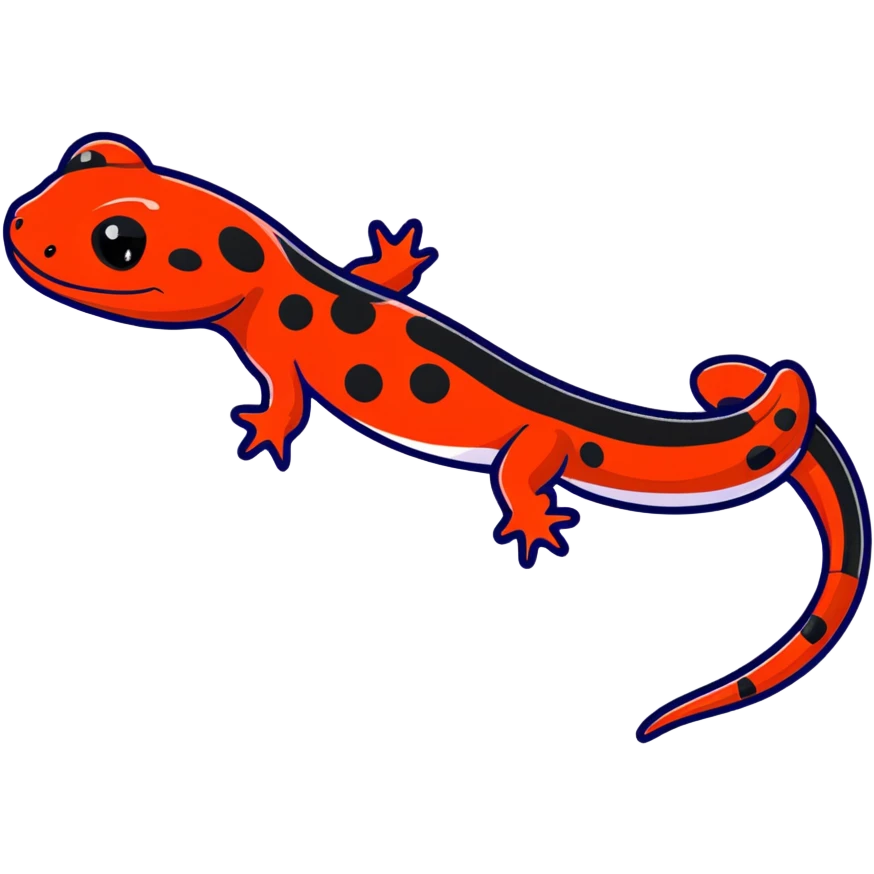 red-spotted salamander with black body and bright red spots emoji