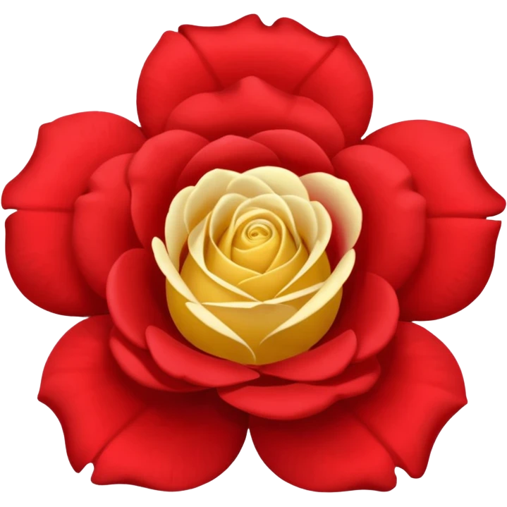 One red flower and one white flower and one small yellow rose below them emoji