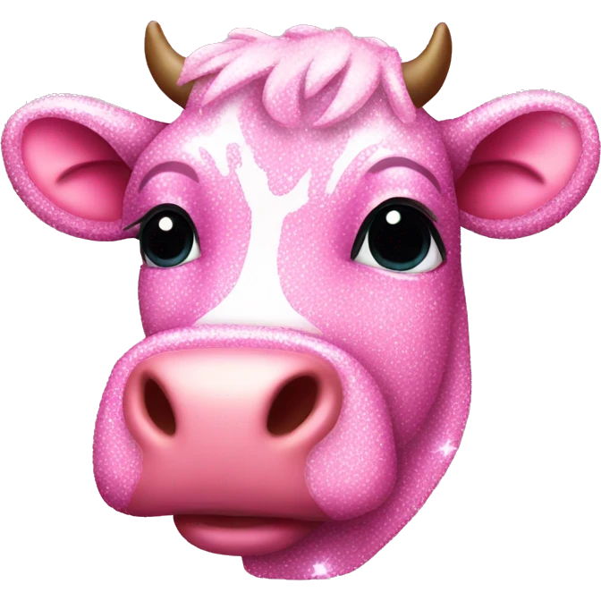 Pink sparkly cow emoji