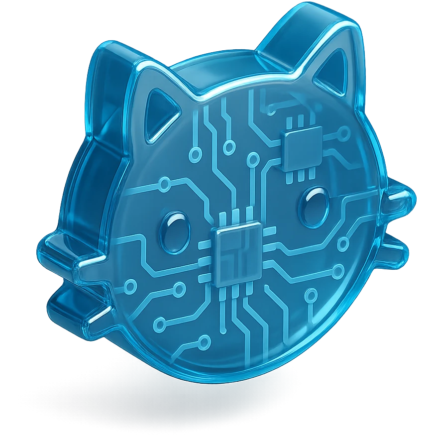 cat icon with glossy circuit style emoji
