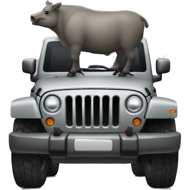 Jeep rubicon grey with a big boar on the front door emoji