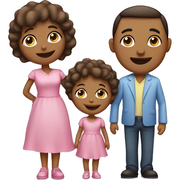 Family of 3- mum-dad-baby girl emoji