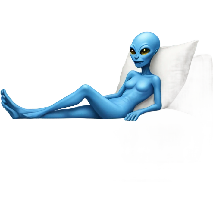 Blue alien woman laying on the bed emoji