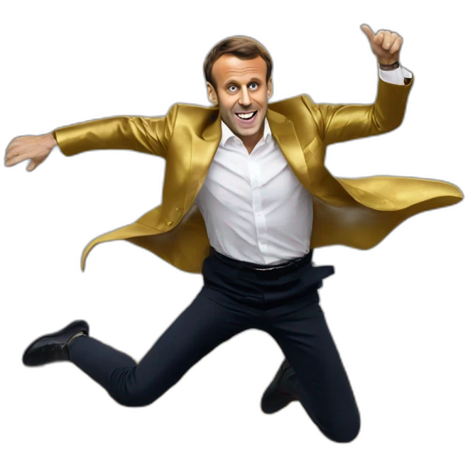 emmanuel macron jumping in gold pool emoji
