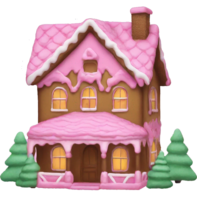 Pink gingerbread house aesthetic emoji