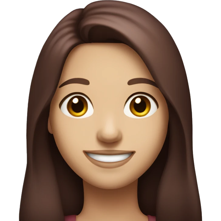 Smiling brunette girl long burgundy hair brown eyes small nose and big perfect smile  emoji