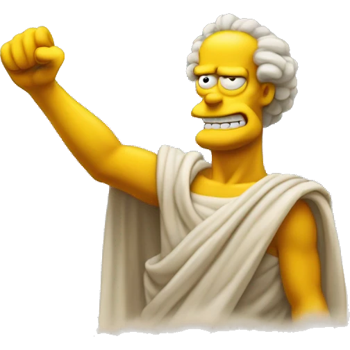 Abraham simpson style ancient greek philosopher shakes fist at sky emoji