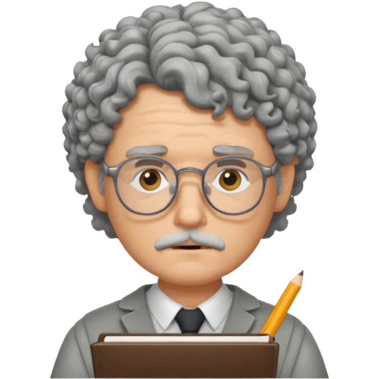 Sad male Writer with curly gray hair and glasses emoji