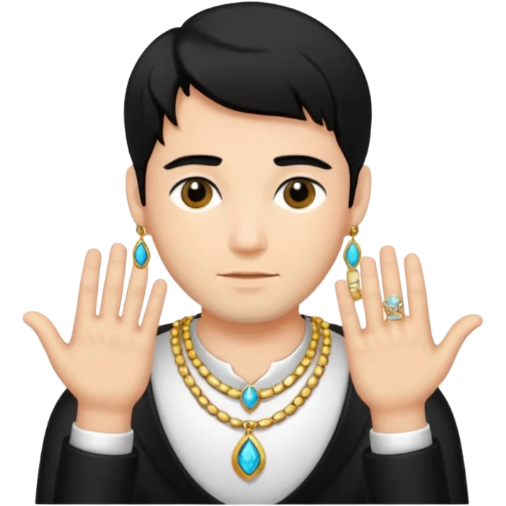 black haired man with jewelry emoji