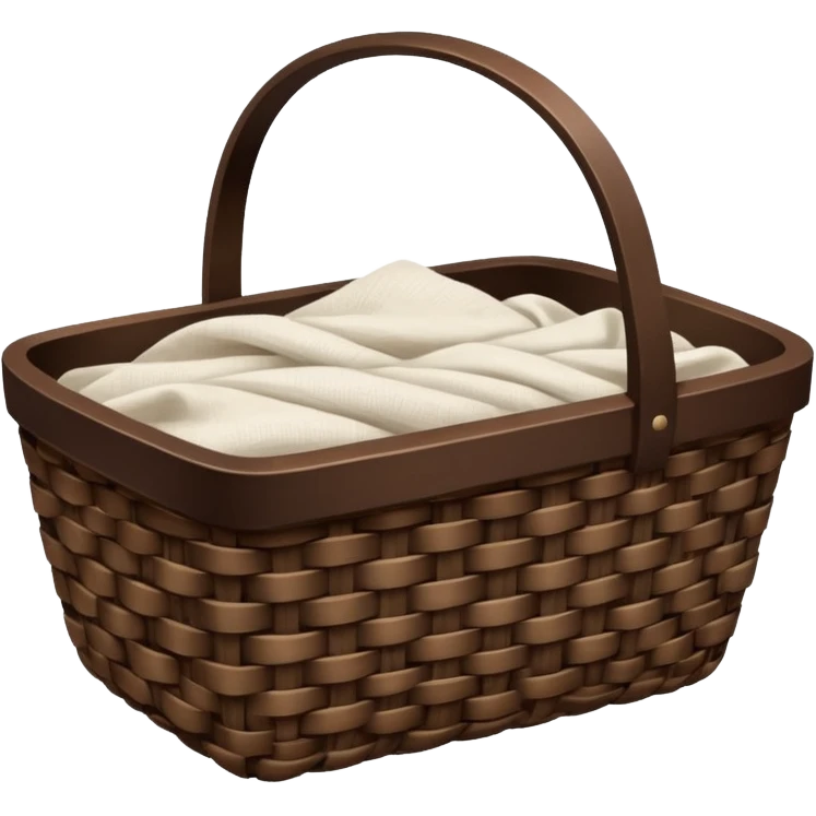 A woven raffia dark Brown basket with fresh washed linen emoji