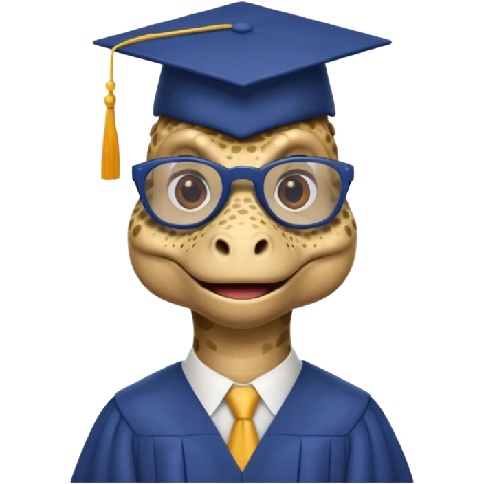 dinosaurio con birrete y gafas, con la palabra 'prom' emoji