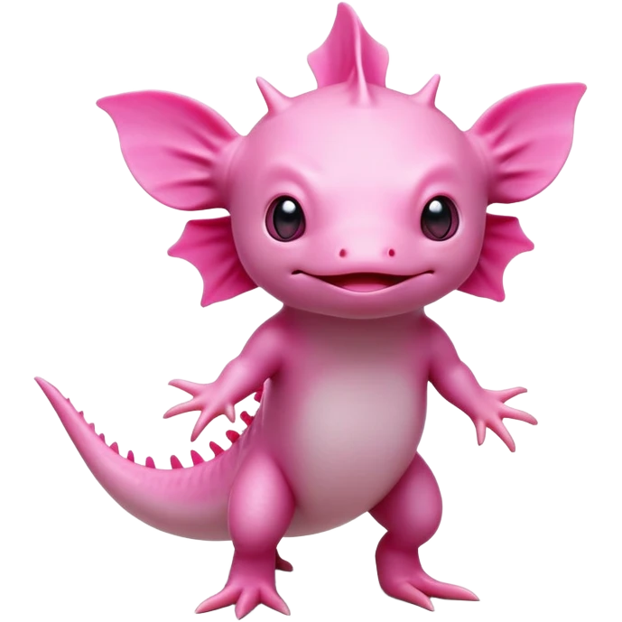 cinematic-[axolotl]-realistic-full-body-standing-emoji,-head-tilted-dramatically,-pink skin,-simplified-yet-realistic-focused-features,-highly-detailed,-glowing-with-an-almost-sarcastic-glow emoji