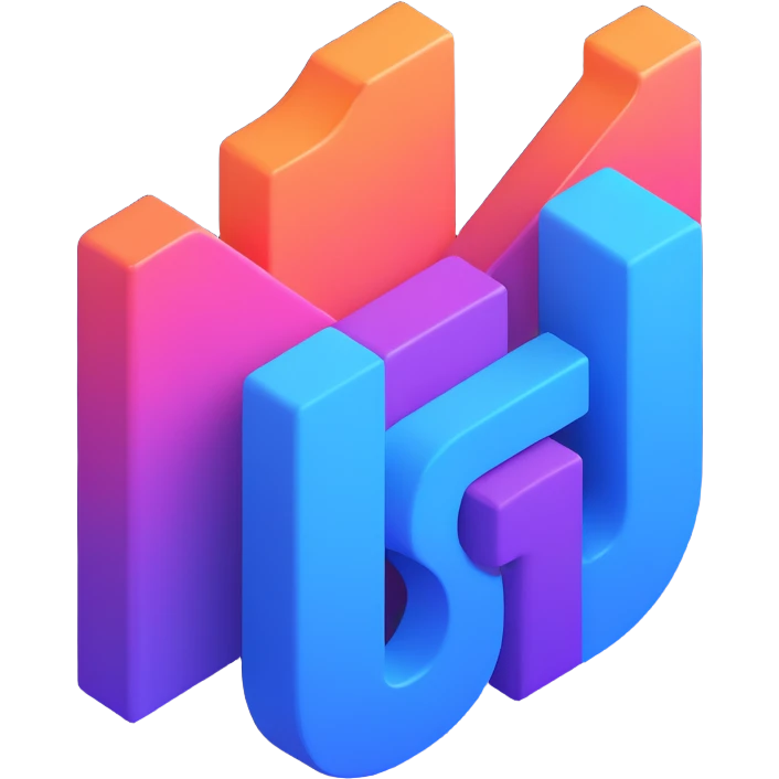 3D code icon with a fancy colorful gradient in blue and purple emoji
