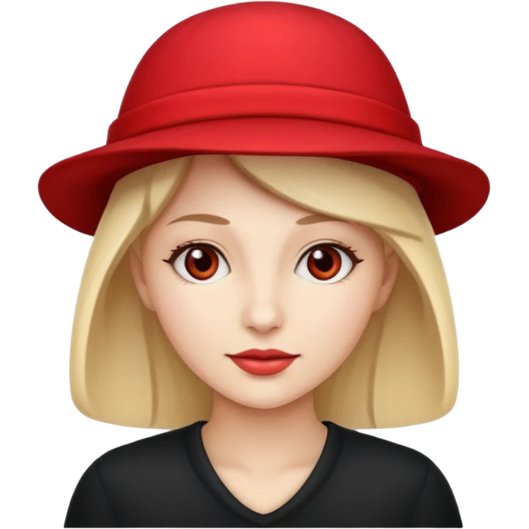 different woman with red hat emoji