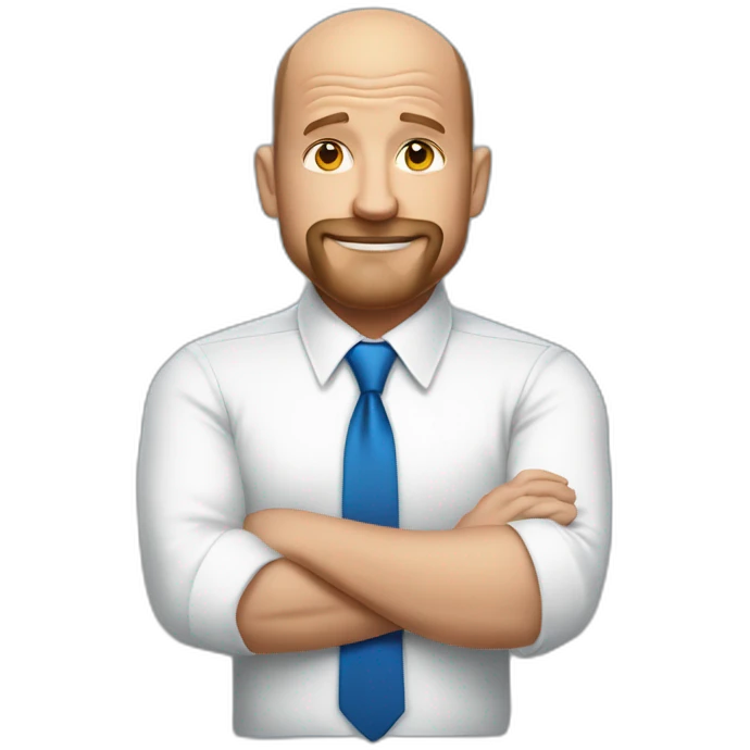 jim cramer, white dress shirt with blue tie, sleeves rolled up emoji