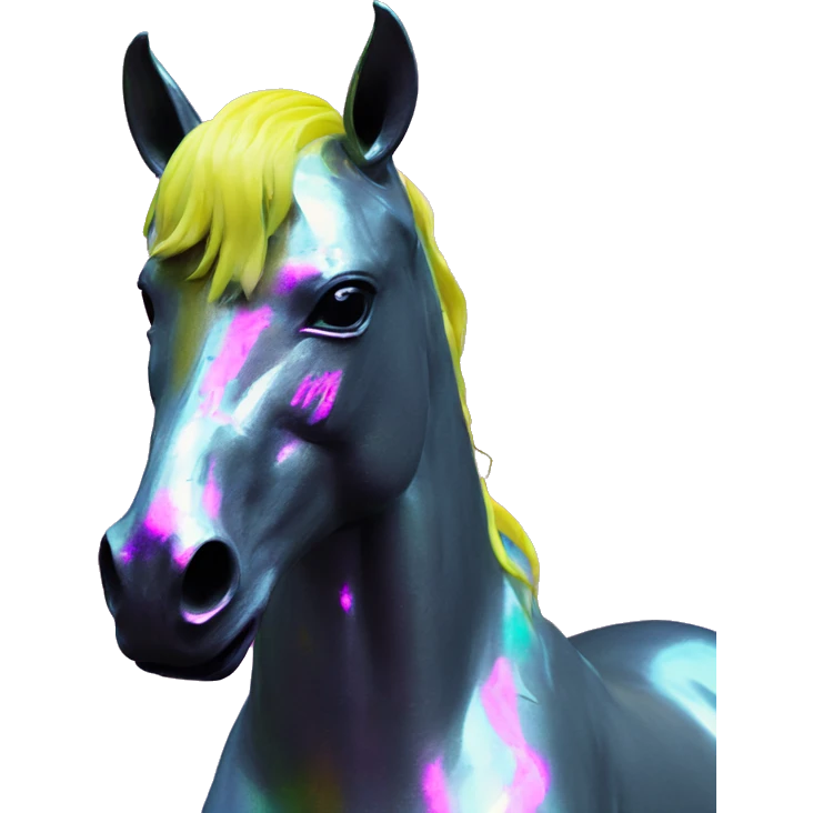 .Zombie_ Vaporwave black holographic oilslick zombie unicorn yellow caution tape graffiti Pegasus  emoji