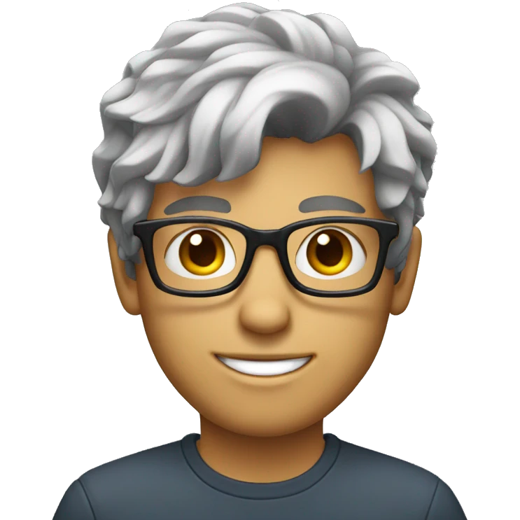 young guy with glasses and salt and pepper hair and short beard emoji
