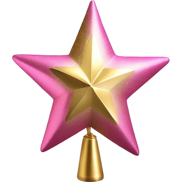 Realistic isolated gold and pink metallic star christmas tree topper. emoji