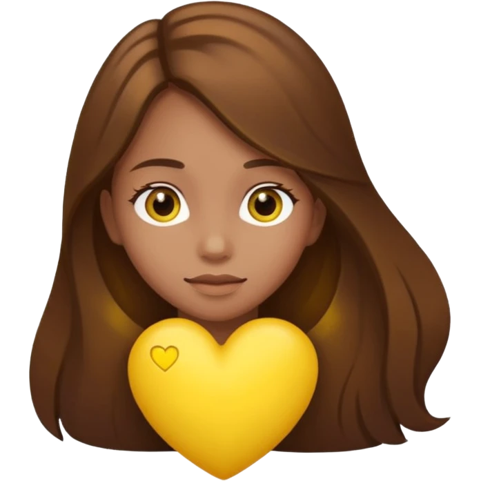 Girl with long brown hair doing she put my name in a yellow hearts￼ emoji